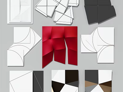 Geometric 3D Wall Decor With Folded Patterns And Various Color Options 3d model