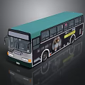 Modern City Bus With Green Roof Black Exterior And Advertising Images On Side
