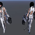 Futuristic Female Game Movie Character In Silver White Outfit With Mechanical Details 3d model