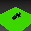 Game and Movie Characters Featuring Elephant Giraffe Bear Rhinoceros Cow 3D Models on Green Background