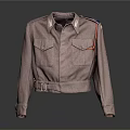 Light Brown Military Style Jacket With Collar Pockets Shoulder Straps And Sleeve Badges