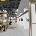 Modern Restaurant Interior With Open Layout Wooden Tables Yellow Chairs And Central Pillar