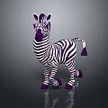 Purple And White Striped Zebra Stuffed Toy On Dark Background With Reflection 3d model