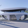 Modern Circular Architectural Building Design With Round Skylights Surrounded By Trees And Urban Backdrop
