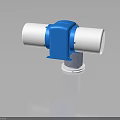 Blue Mechanical Component With White Cylindrical Parts And Spiral Base Structure 3d model