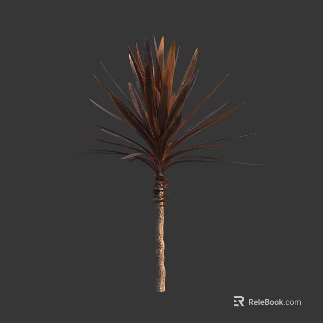 Tall Ornamental Tree With Lush Brown Red Leaves And Textured Trunk 3d model 