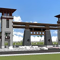 New Chinese Style Entrance Gate Image Gate Scenic Gate Village Gate 3d model