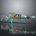 3D Rendered Turquoise Futuristic Gun With Mechanical Barrel And Decorative Stock Design