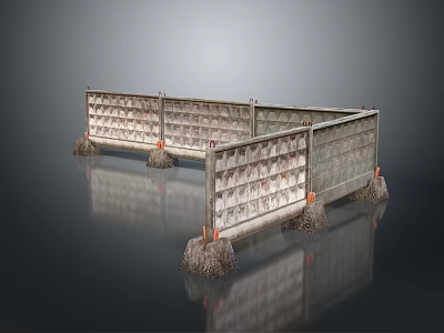 Heavy Duty Construction Formwork System With Metal Panels And Support Bases 3d model