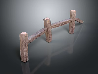 Rustic Wooden Fence Design With Horizontal Rails And Sturdy Posts For Outdoor Use 3d model