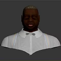 3D Character Bust With White Shirt Rainbow Shoulder Straps And Bow Tie