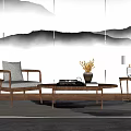 Tea Table Tea Table Swares Tea Set Tea Table and Chair 3d model