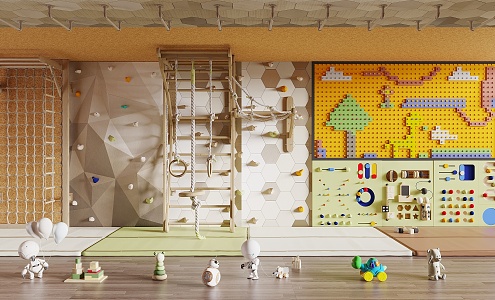 Children's Lego Wall Rock Climbing Wall Climbing Frame Interactive Puzzle Wall 3d model