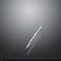 Streamlined Military Missile With Gray Body Colorful Markings Light Blue Tip And Fins