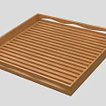 Elegant Functional Square Wooden Tray With Striped Design Handles And Small Legs