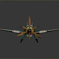 Vintage Green Propeller Airplane Model With Orange Propeller Yellow Nose Worn Details And Aerospace Theme
