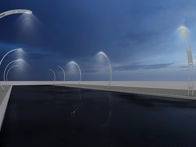Outdoor Lights With Curved Design For Nighttime Walkway Illumination And Smooth Surface Reflection 3d model