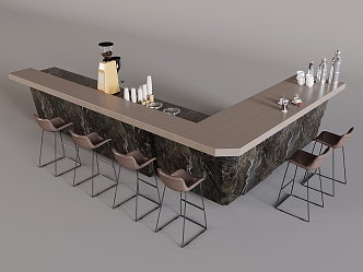 Modern wine bar wine reception desk 3d model