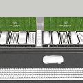 Garden Landscape Design with Green Wall Tall Trees Purple Flower Beds and Parking Area