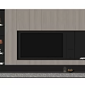 Modern Minimalist TV Background Wall With Gray Panels Built-in TV And Lit Shelves