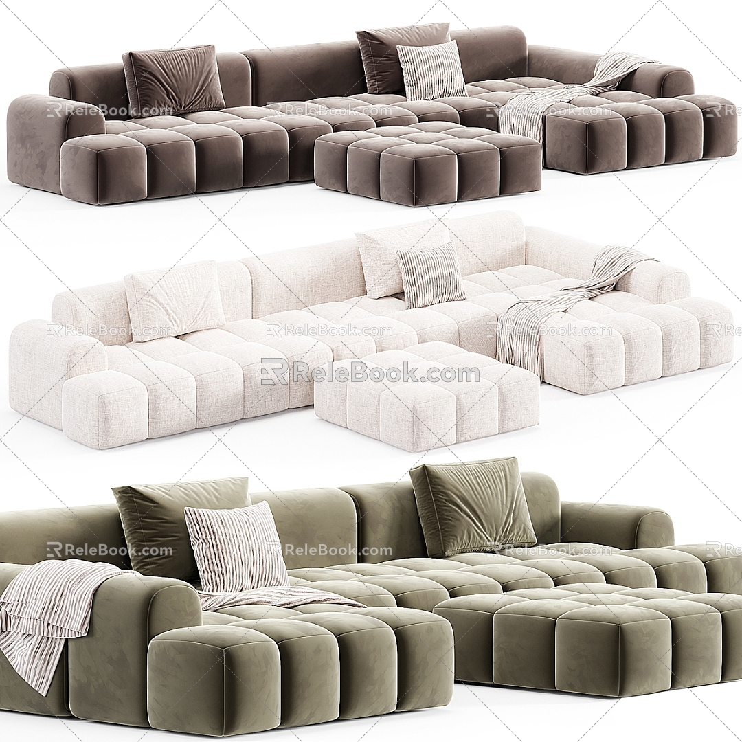 B B modern multi-person sofa corner sofa sofa 3d model