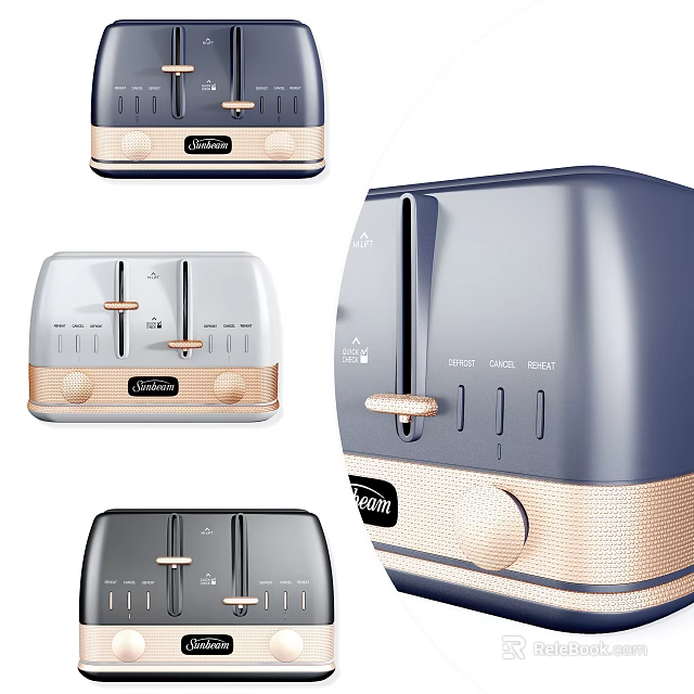 Modern Toaster Kitchen Appliance With Different Color Options And Sleek Design 3d model