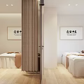 Serene Beauty Spa Interior With Massage Beds Wooden Flooring And Potted Plants
