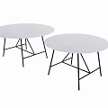 Modern Round Table Set With Marble Tabletop And Black Metal Legs 3d model