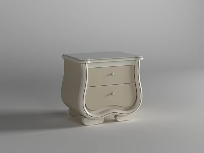 Elegant White Nightstand With Two Drawers And Modern Curved Design Sleek Legs 3d model