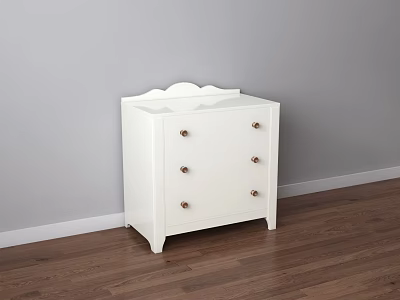White Console Side Cabinet Home Interior Design With Drawers And Wooden Floor 3d model