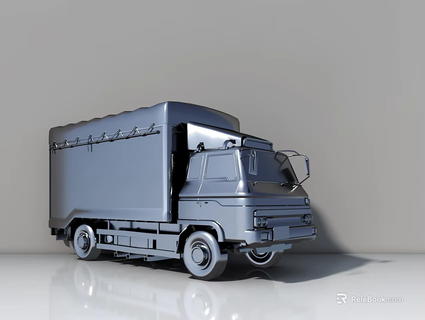 Gray Utility Vehicle With Canvas Covered Cargo Bed Functional Cab And Sturdy Wheels 3d model 