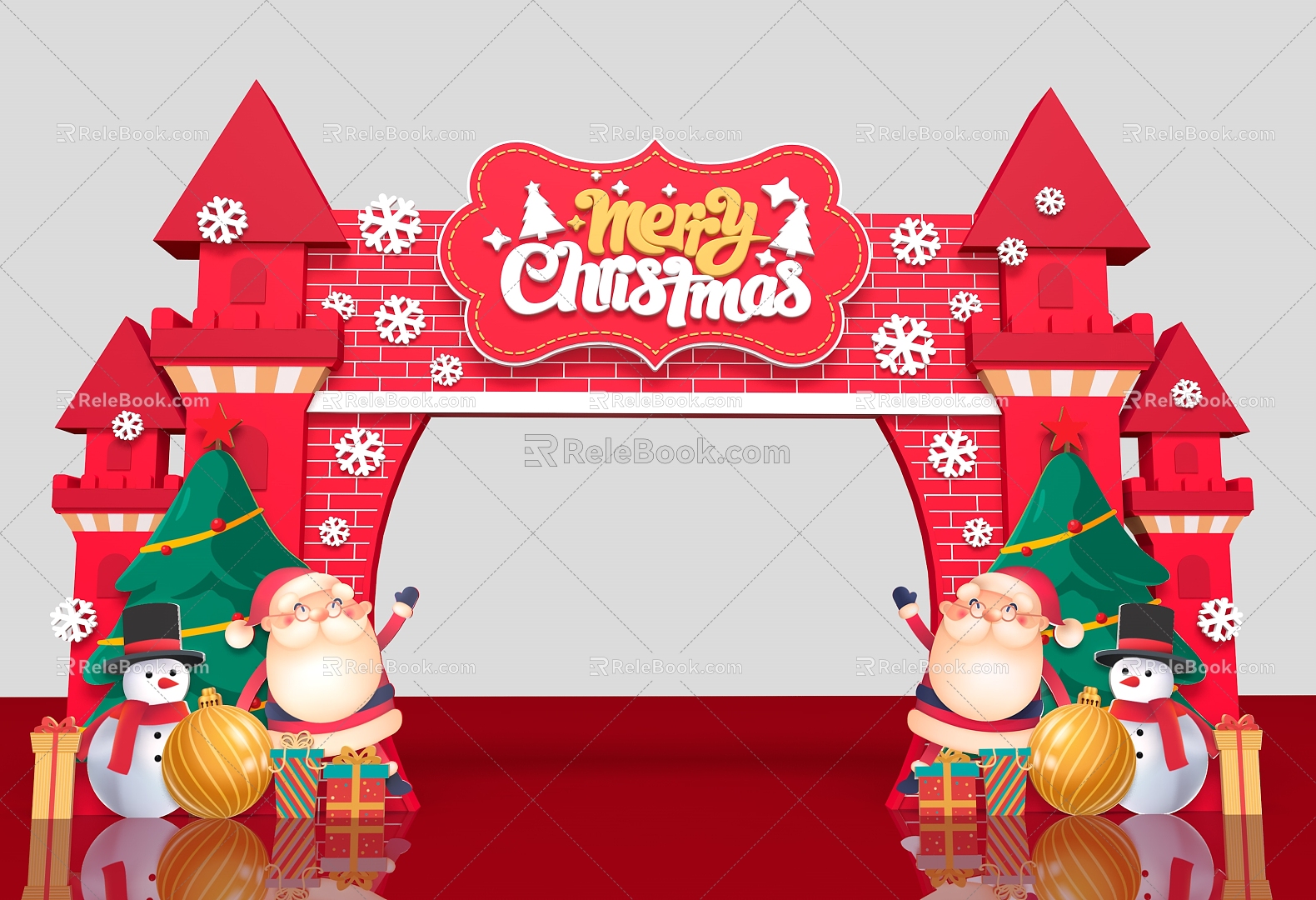 Christmas Beauty Chen Christmas Photo Device Christmas Decoration Christmas Door Head Christmas Door Building Christmas Element 3d model