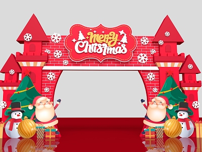 Christmas Beauty Chen Christmas Photo Device Christmas Decoration Christmas Door Head Christmas Door Building Christmas Element 3d model