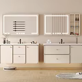 Modern Bathroom Vanity Cabinet With Lighted Mirror Double Sink And Storage Drawers 3d model