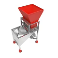 Industrial Processing Equipment With Red Hopper Silver Frame And Mechanical Parts