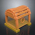 Rustic Wooden Cage With Wire Mesh And Green Base Detailed Design