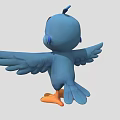 Cute Blue Bird Doll With Spread Wings Big Eyes And Orange Beak Feet