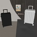 Sleek Black And White Minoti Luggage With Rolling Wheels And Handle