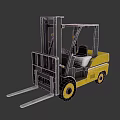 Yellow Heavy Duty Industrial Forklift With Front Forks And Cab