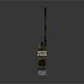 Green Walkie Talkie With Long Antenna And Control Buttons On Dark Background