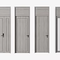 Grey Wood Grain Hinged Doors With Single Double Panel And Mirror Designs 3d model