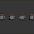 Modern Four Piece Metallic Light Fixture Set With Red Silver Accents And Dark Background