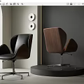 Elegant Modern Office Chairs Featuring Leather And Wooden Design Elements