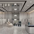 Elegant Clothing Store Interior With Clothing Racks Sofa Transparent Chairs And Decorative Plant