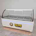 Modern Display Showcase Shelf With Curved Glass Cover And LED Light For Refrigerated Food