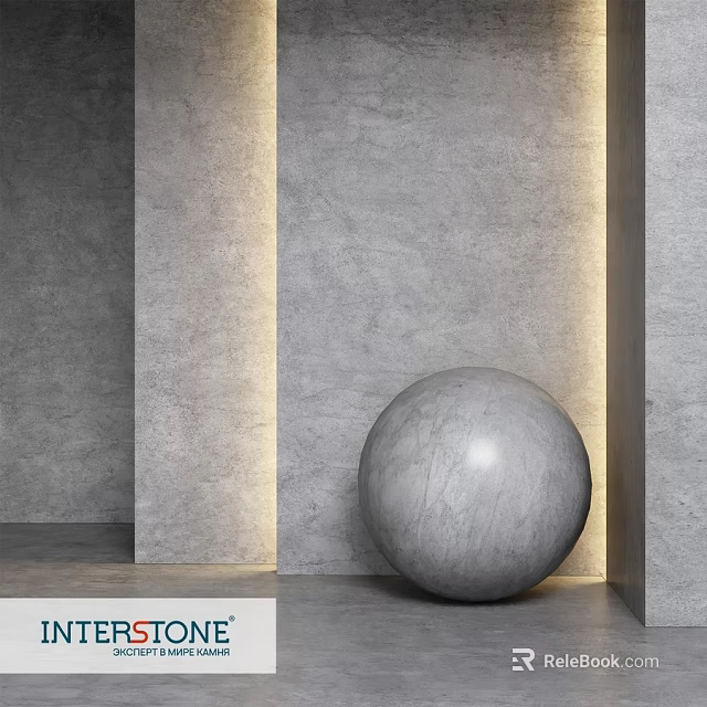 Concrete Round Sphere Component With Gray Walls And Illuminated Light Strips 3d model 