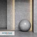 Concrete Round Sphere Component With Gray Walls And Illuminated Light Strips