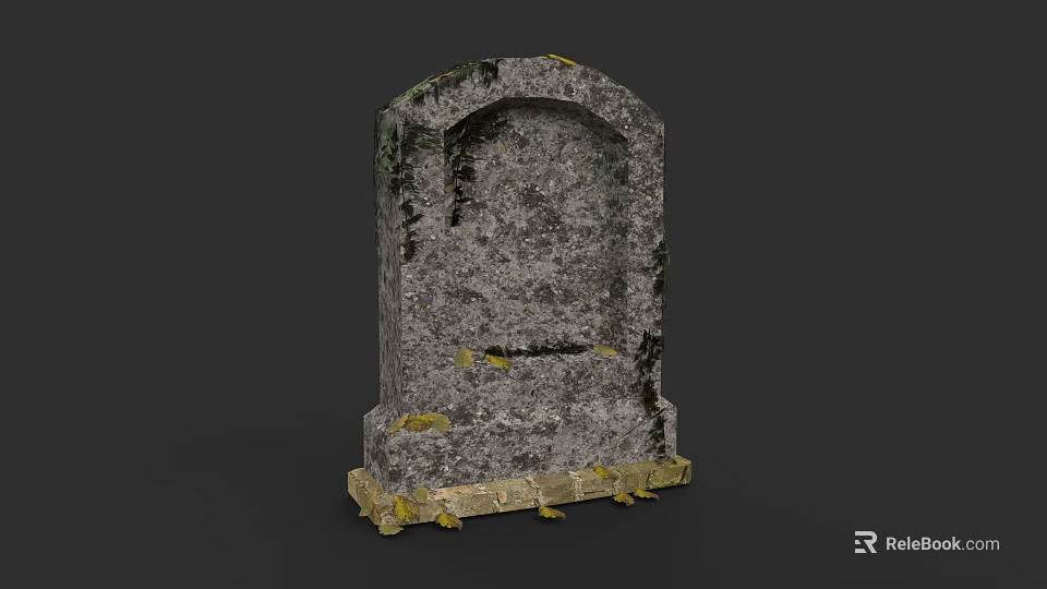 Outdoor Landscape Sculpture Ancient Stone Structure With Moss Covered Base 3d model 