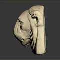 Hand Carved Stone Lion Head Sculpture With Detailed Classical Facial Features