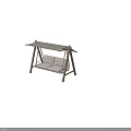 Two Seater Outdoor Chair With Wooden Frame Beige Cushion And Canopy Swing Design